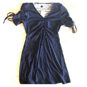 Planet Gold Blue Polka Dot Dress -Size M